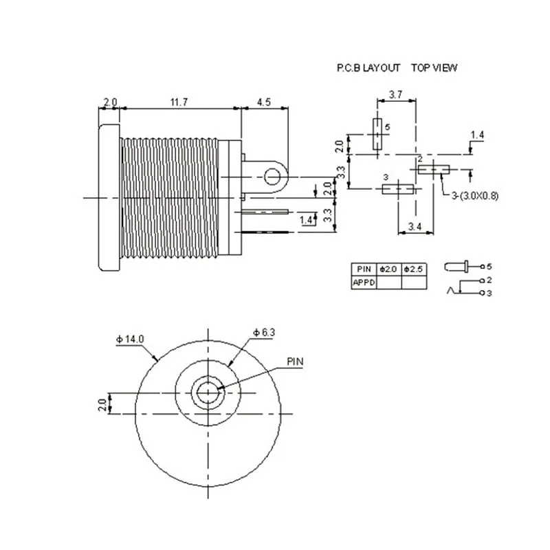 5.5*2.1mm conectores de 3 pinos à prova dwaterproof água tomada de alimentação fêmea montagem em painel dc022 fonte tomada tomada de montagem em painel plug