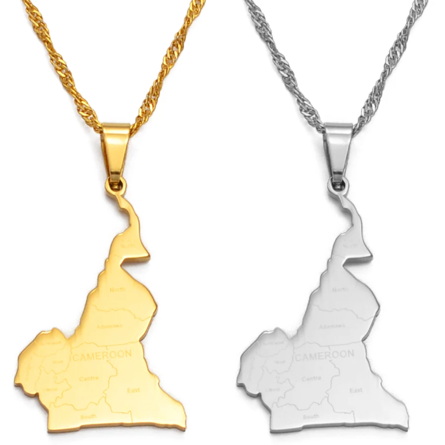 Anniyo Cameroon Necklace Gold Color Jewelry Cameroon Map Cameroun Country Maps Cameroonians With City Name @135321