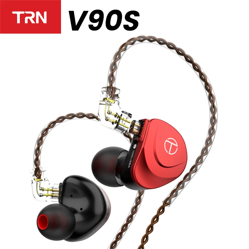 TRN V90S Earphone 5BA+1DD Metal Headset Hybrid HIFI Bass Earbuds In Ear Monitor Earphones with OCC Pure Copper Cable