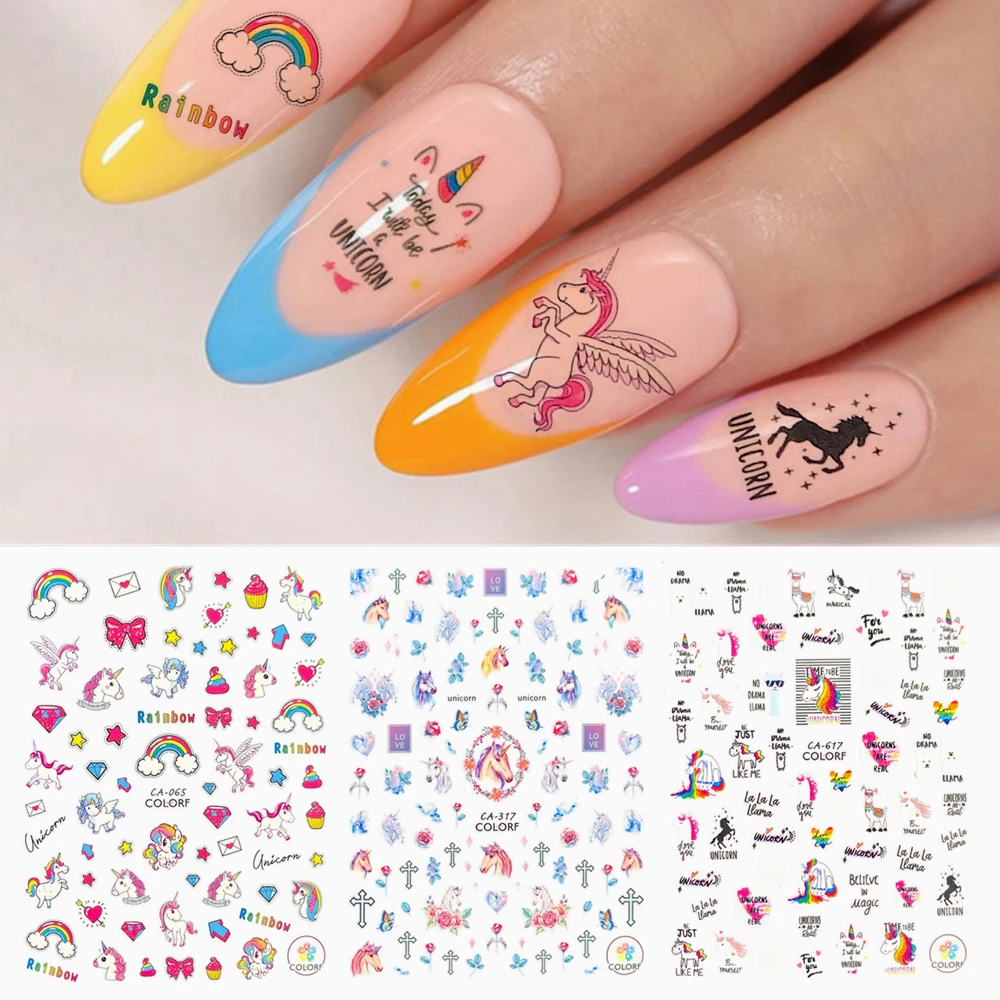 Newest CA-065-066 unicorn style series sereis 3d nail art sticker nail decal stamping export japan