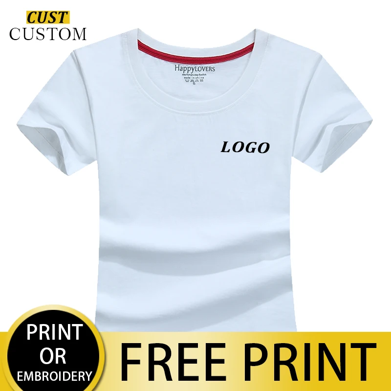 100% cotton ladies casual t-shirt, customizable brand logo, personal design, company team embroidery