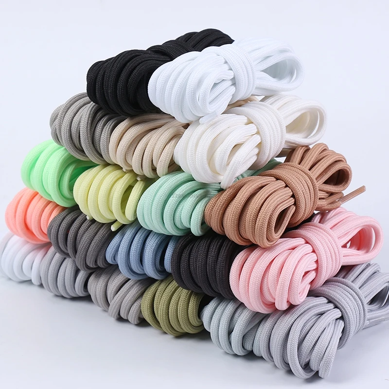 1pair Round Shoelaces Polyester Solid Classic For Yezy Sports Boot Bold Shoeslace Sneaker Shoe Laces Shoes Strings