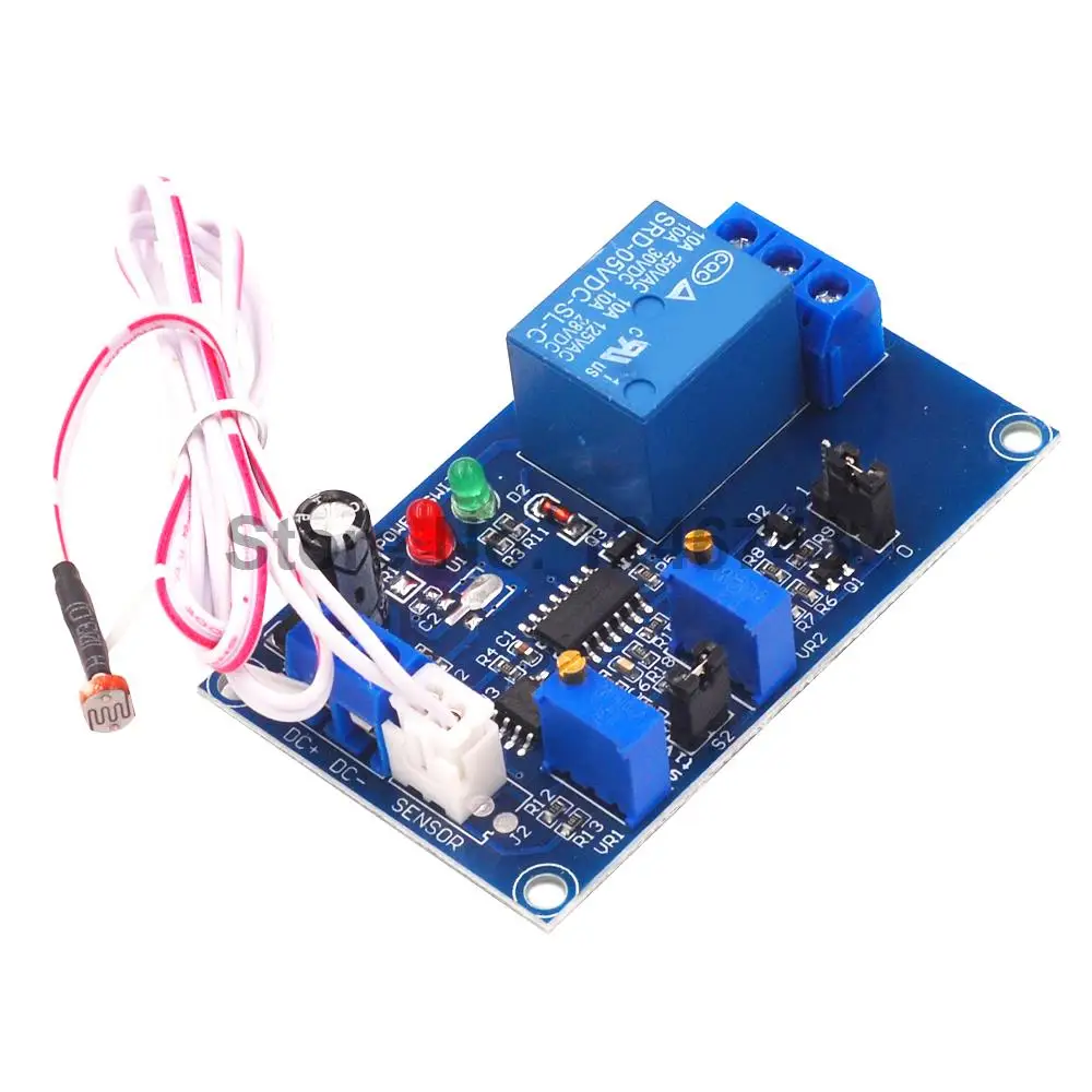 1pcs Photoresistor Sensor Relay Module 5V/12V Light Control Delay Adjustable Switch Without Light Sensing