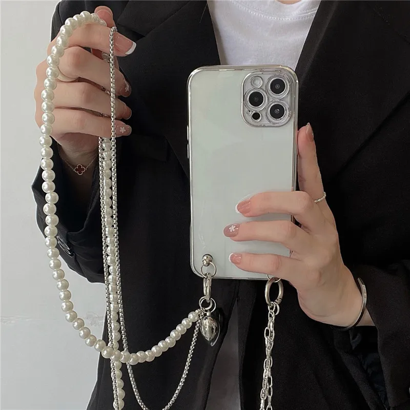 Fashion Pearl Bracelet Crossbody Shoudel strap phone bag case For iphone16 14 11 12 13pro max Case For iphone 15pro max XS MAX