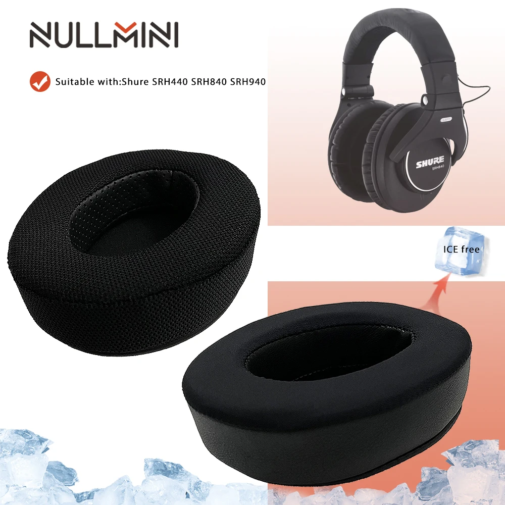 NullMini For Shure SRH440 SRH840 SRH1440 SRH1840 SRH940 SRH240 Headphones Replacement Cooling Gel Earpads Headband Breathable