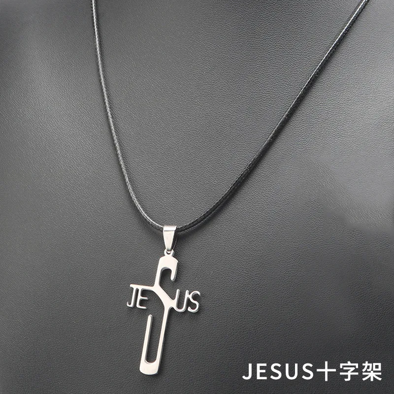 Stainless Steel Six-pointed Star Necklace Jesus Cross Men Choker Skull Pendants Gear Women Jewelry Gift