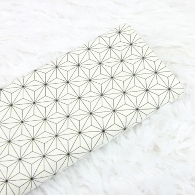 Plain Cotton Fabric with Japanese Geometric Print, Handmade DIY Bag Garment Dress Cloth, 100% Cotton, CR-1019