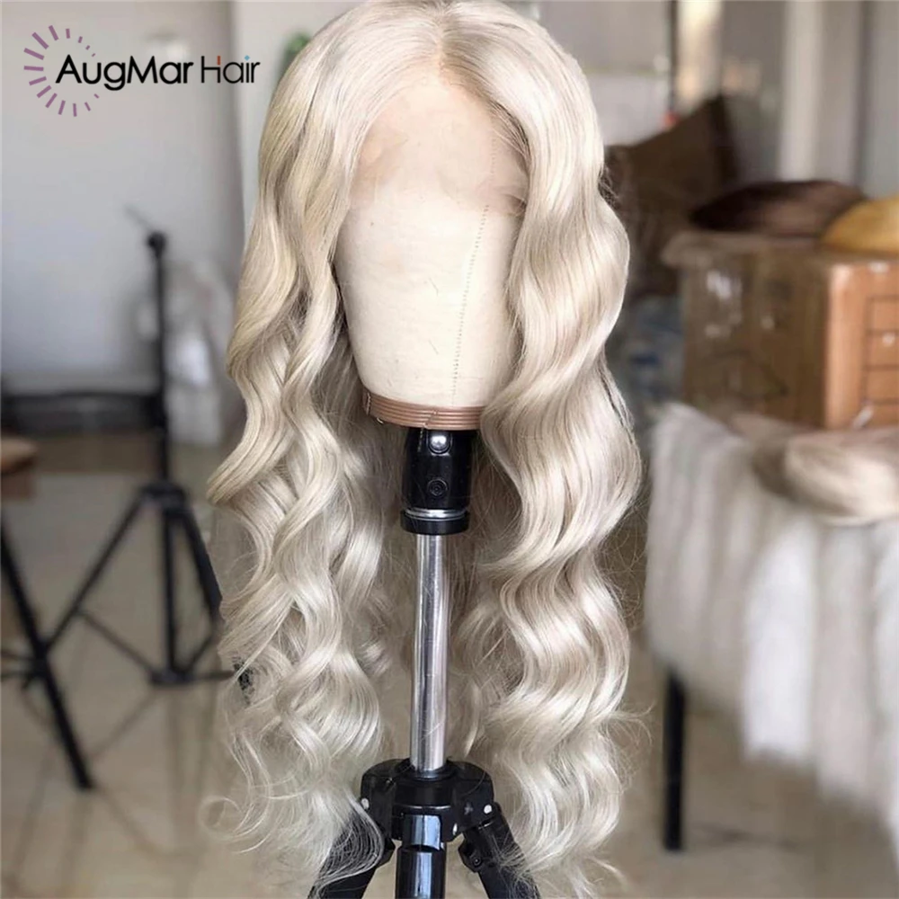 Platinum Blonde 13x6 HD Lace Frontal Wig Brazilian Body Wave Lace Front Wig 150% Density Pre Plucked Lace Front Human Hair Wigs