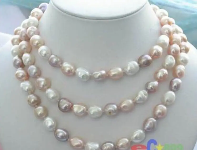 

NEW long 48 "8-9mm baroque multicolor freshwater pearl necklace AAA