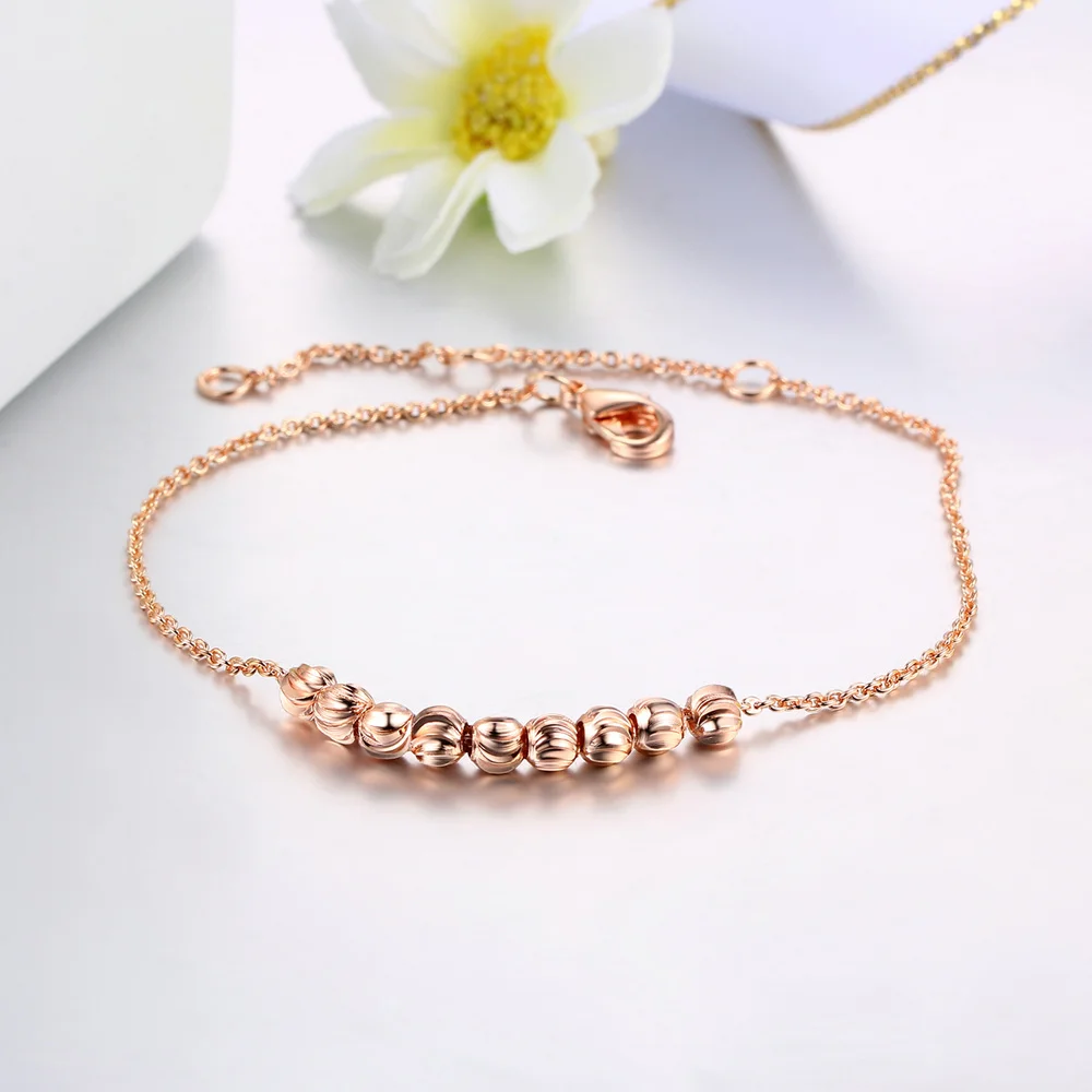 Top Quality Simple Style 8 Bead Rose Gold Color Anklets Jewelry Austrian Crystals ZYA020 ZYA027