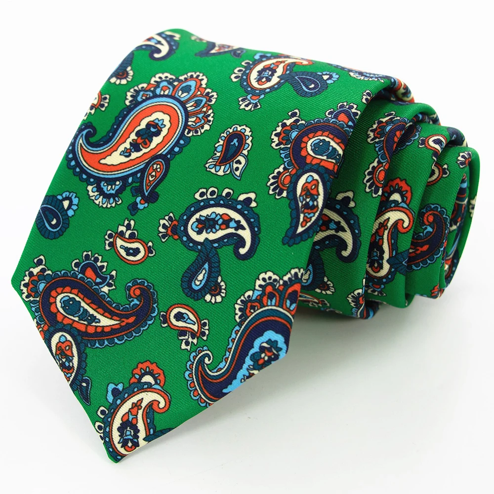 Neue modische Herrenkrawatte mit Print, handgefertigt, 8 cm Seidenkrawatte, Paisley-Blumenmuster, geometrische Krawatte für Geschäft, Party, Hochzeit, Geschenk. – Detail 2