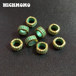 20pcs/bag 11MM Retro Patina Plated Zinc Alloy Green Round Big Hole Beads For DIY Bracelet Jewelry Accessories