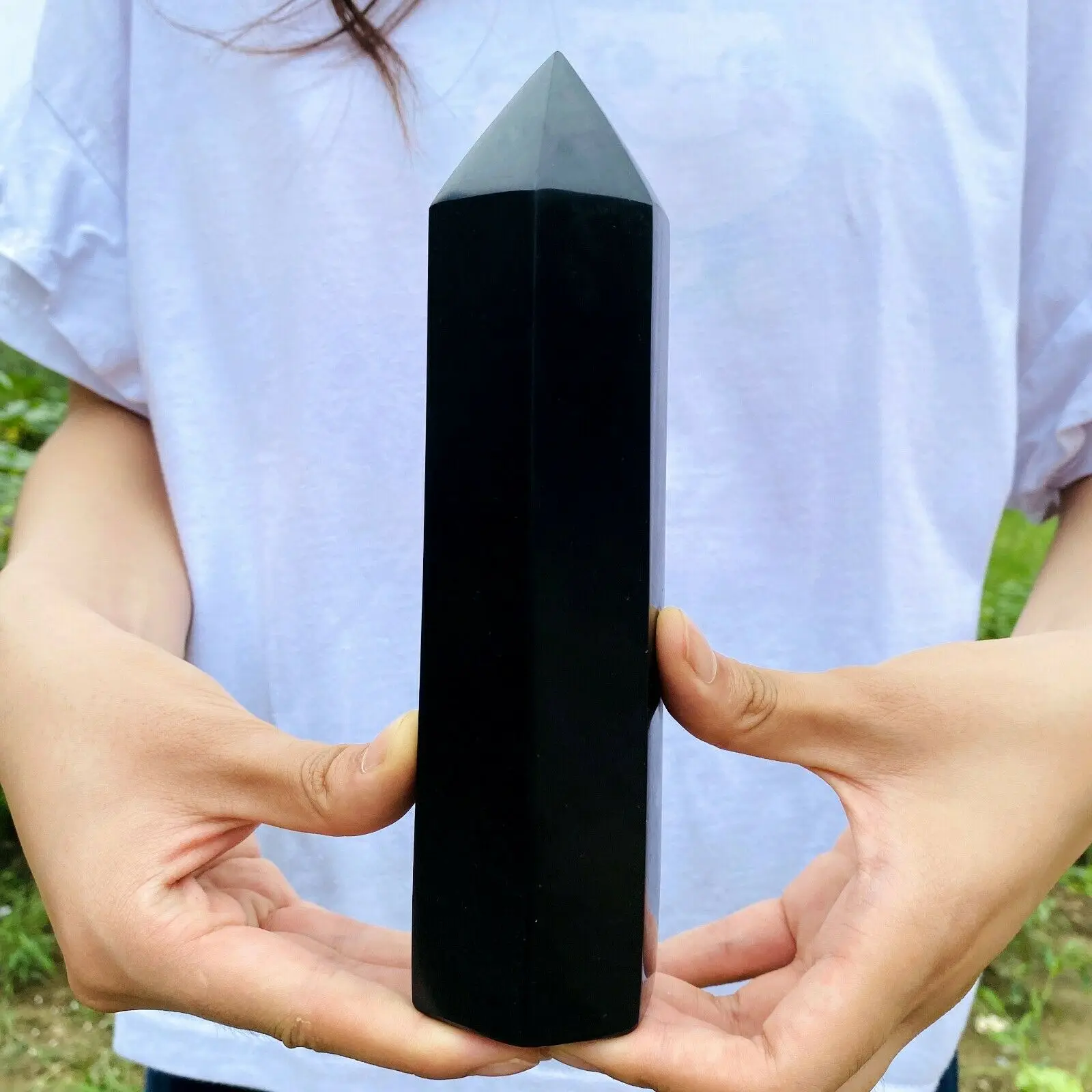 

800-1000g Natural obsidian obelisk Quartz Wand crystal pillar Reiki Healing