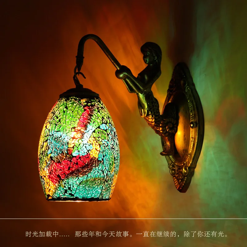 

Wall Lamp Mermaid Bedroom Cafe Bars Corridors Aisle Mosaic Color Glass