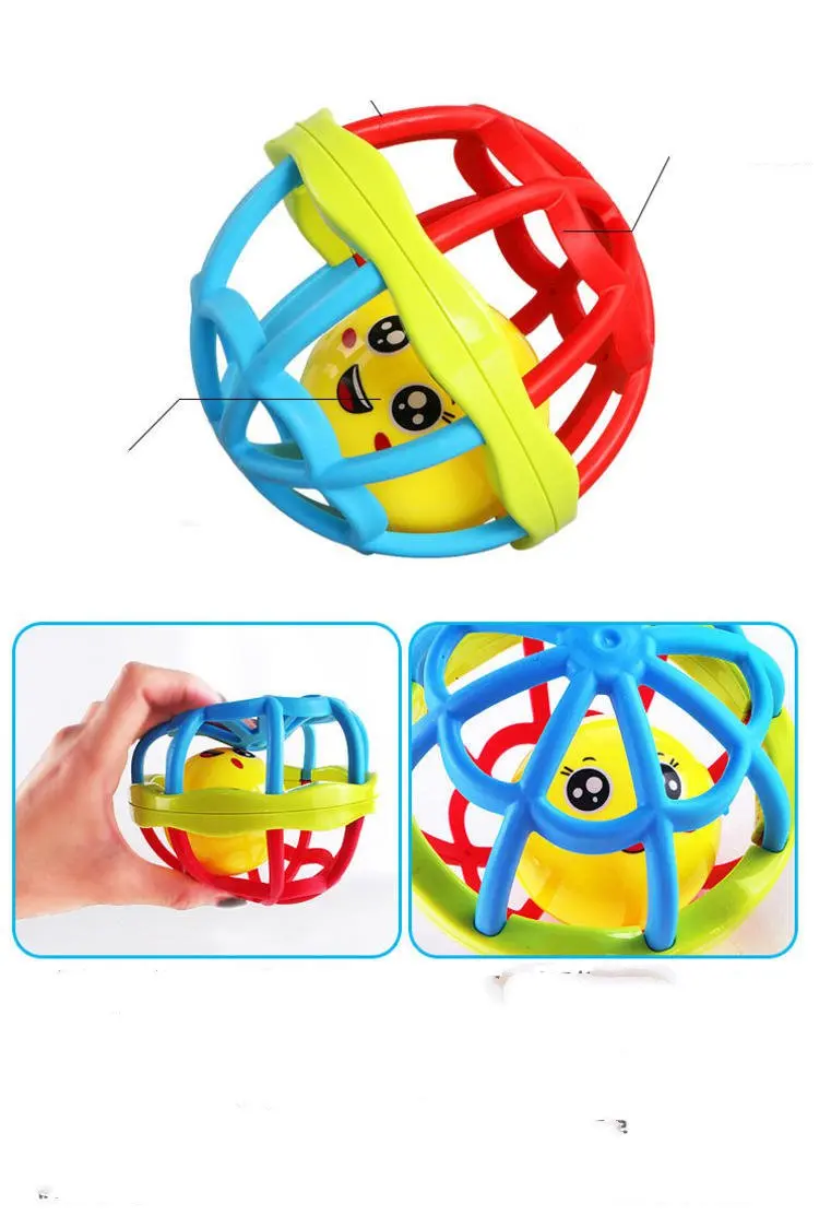 

0-3 Intelligence Cartoon Baby Rattle Ball Hand Bell Educational Teething Toy Birthday Gifts develops visual audio&tactile sense