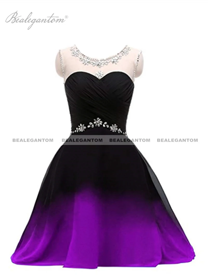 Bealegantom 2022ราคาถูกใหม่ Scoop Gradient Homecoming Dress คริสตัล Sparkly Ombre สั้น Mini Prom Graudation Party Gowns