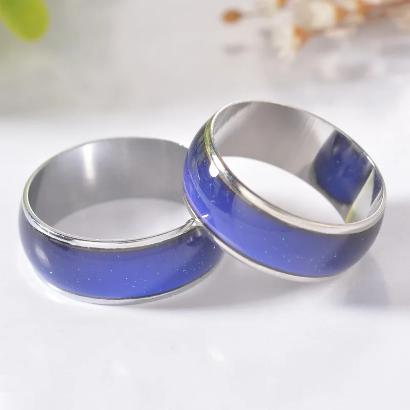 100Pcs Fashion Mood Ring With Box Changing Colors Stainless Steel Mix Size 16 17 18 19 20mm Temperature Reveal Your Inner Emo