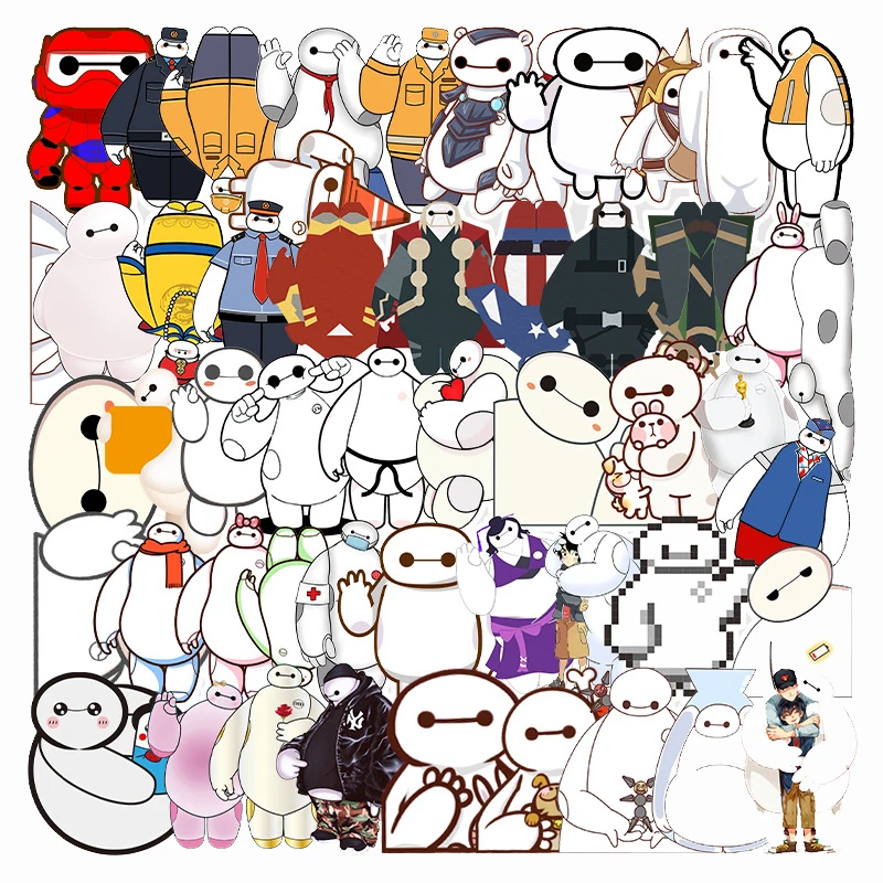 10/30/50PCS Big Hero 6 Baymax Cartoon Stickers Aesthetic DIY Laptop Phone Fridge Graffiti Waterproof Decals Disney Kid Sticker