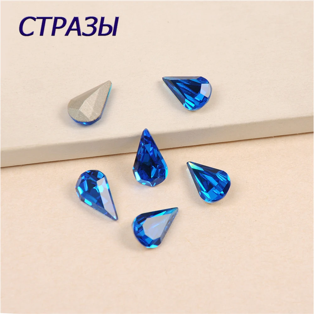 

4300 Strass Teardrop Strass Capri Blue Sew on Rhinestones Glass Beads Stones Rhinestone Appliques For Wedding Dress