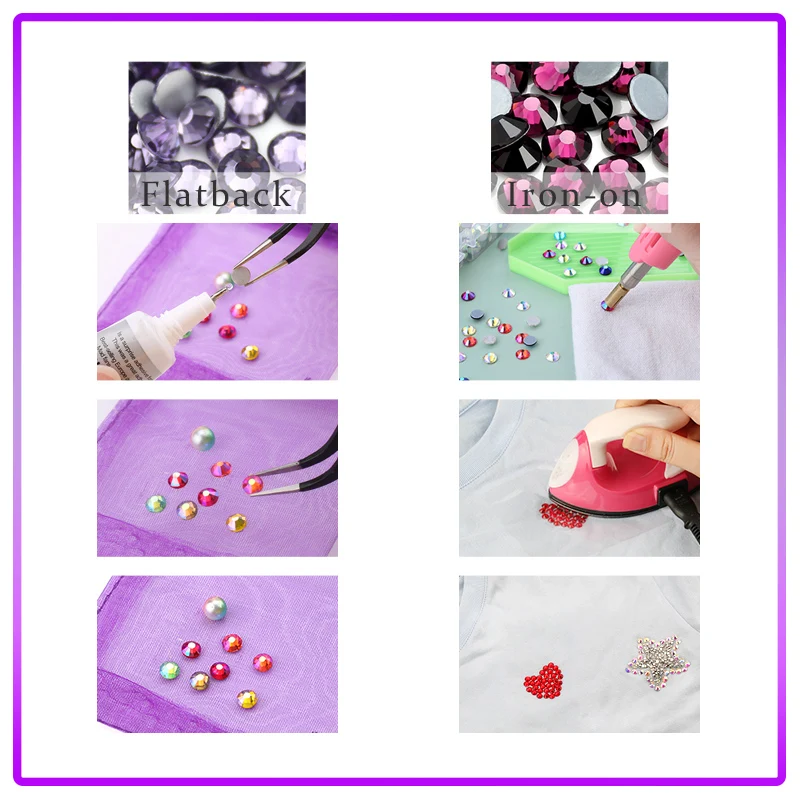 Strass stile viola Glitter cristallo Flatback Strass gemme per unghie in vetro cristalli di diamanti Strass per decorazioni di indumenti