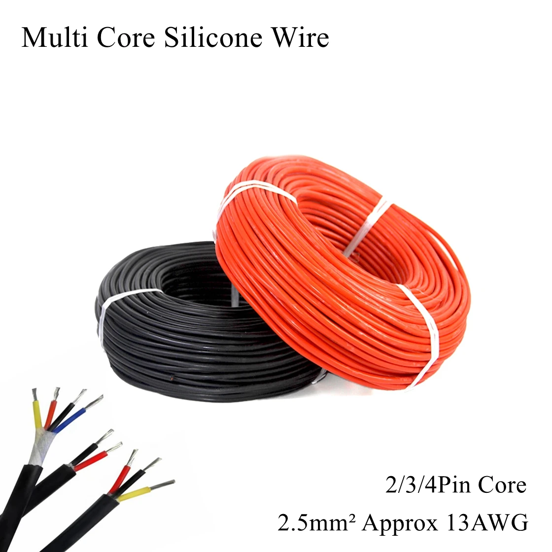 

13WG 2.5mm YGC Multi Core Silicone Wire 2 3 4 Pin 2P 3P 4P High Temperature Heat Resistant Rubber Tinned Plated Copper Cable