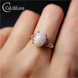 CoLife Jewelry Australia Opal Ring for Daily Wear 8mm*10mm Natural White Opal Ring Classic 925 Silver Gemstone Ring