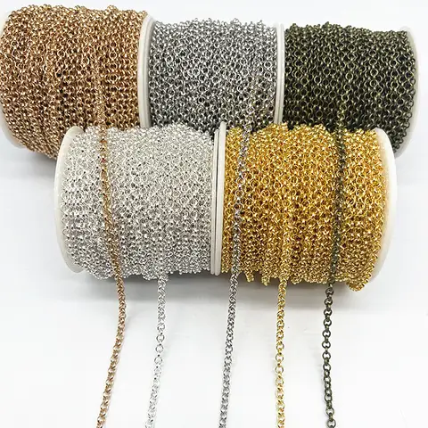 Chaîne de collier plaquée or/argenté/Bronze, 2yards, pour la fabrication de bijoux, chaînes de collier à faire soi-même, matériaux faits à la main