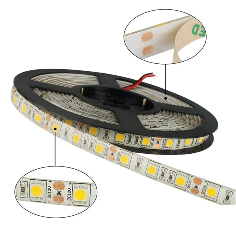 

DC 12V LED Strip 5050 SMD 5M 60LEDs/M LED Flexible light White / Warm white / Red / Green / Blue / Yellow / RGB LED Tape Lamp