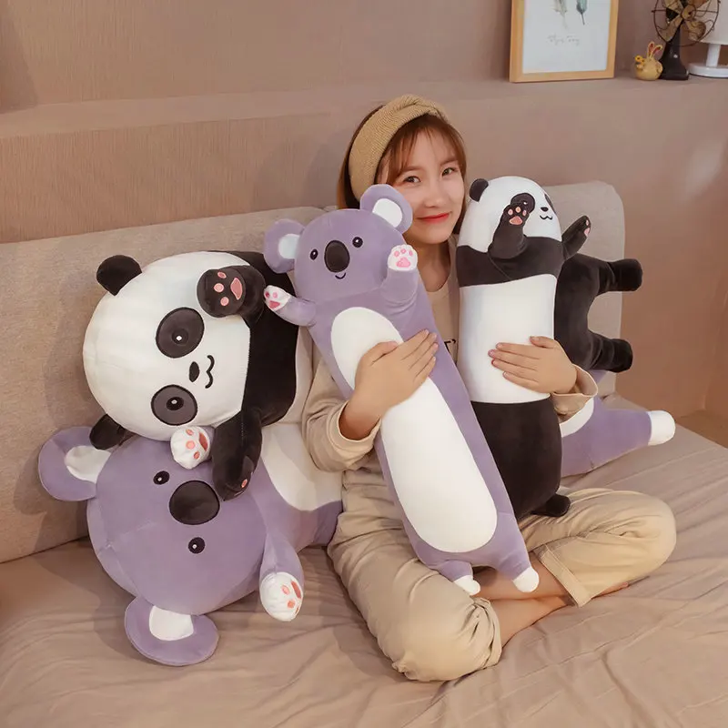 50-130cm Cute Panda Koala Long Pillows Soft Sleep Stuffed Animals Bear Plush Toys for Children Cartoon Doll Kawaii Gifts