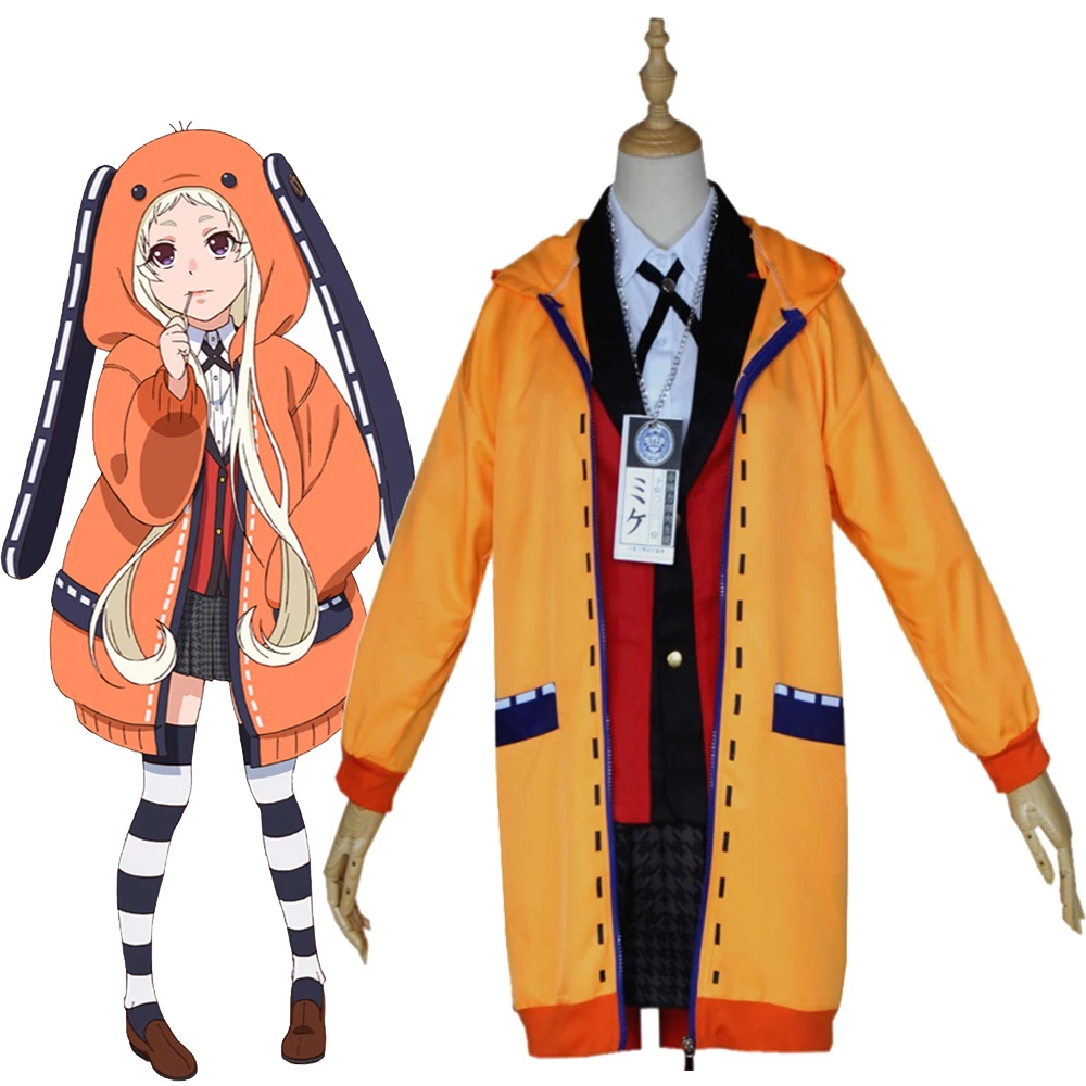 

Anime Kakegurui Compulsive Gambler Yomozuki Runa Cosplay Costume Cute Rabbit Ears Hoodies Uniforms Halloween Full Set Outfits