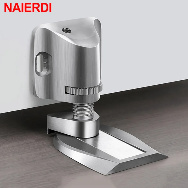 NAIERDI Adjustable Door Stopper Zinc Alloy Magnetic Non-punch Sticker Door Holders Water-proof Doorstop Furniture Door Hardware