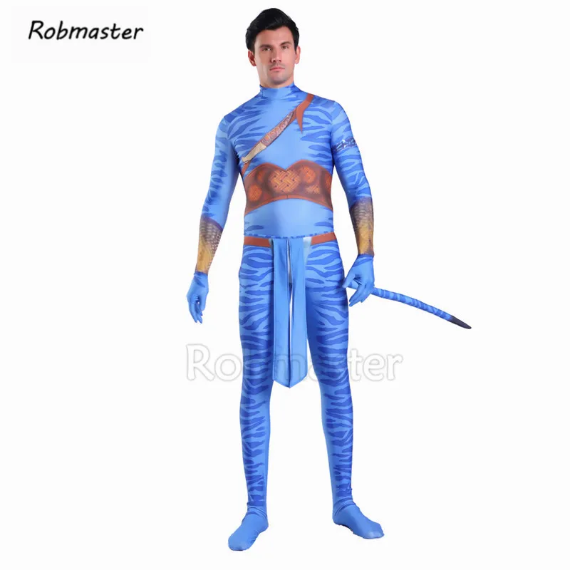 Movie Avatar 2 Jake Sully Neytiri Cosplay Costumes Tail Spandex Zentai Suit Battle Bodysuit Jumpsuit Halloween Outfit Adult Kid