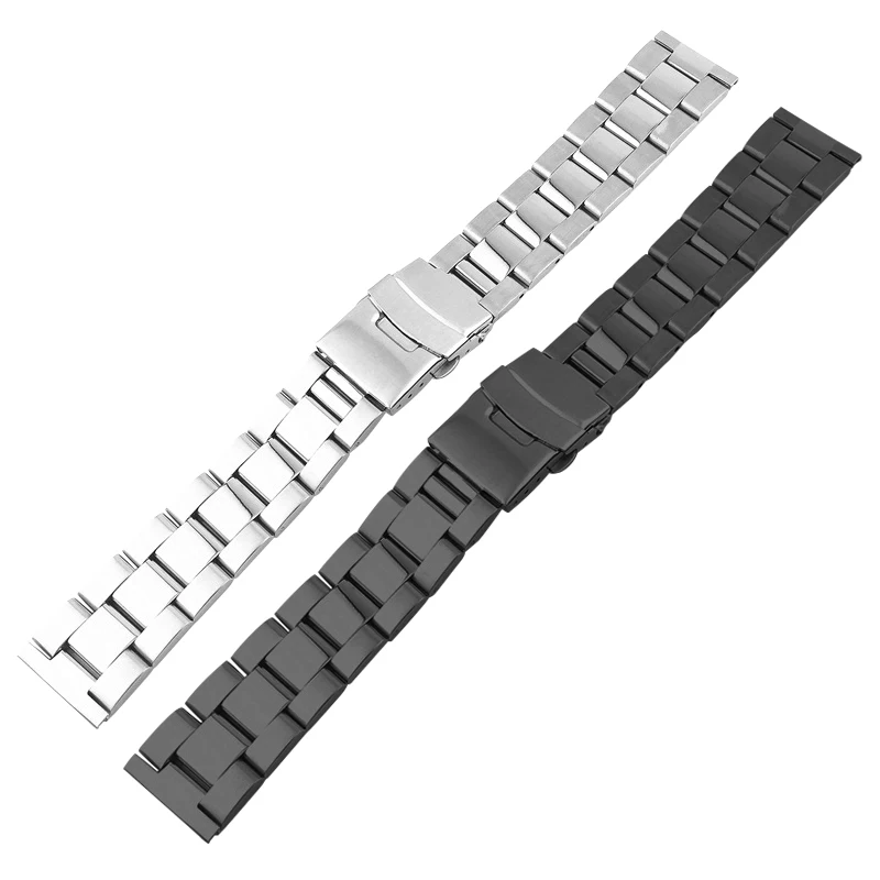 Solid 316L Stainless Steel Watchbands Silver 18mm 20mm 22mm 24mm 26mm Metal Watch Band Strap Wrist Watches Bracelet