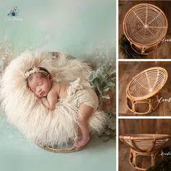 Newborn Photography Props Basket Handmade Vintage Bamboo Radar Chair Bed Baby Boy Picture Prop Photo Posing Accessories Infant