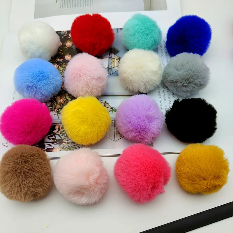 Pompom 5Cm Imitated Rabbit Fur Ball Pompons Knitted Scarf Hat Plush Children DIY Keychain Crafts Accessories Materials 5 Pieces