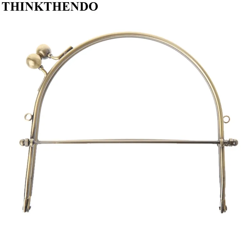 THINKTHENDO 1Pc Metal Half Round Frame Kiss Clasps Lock Purse Bag Handbag Handle Clutch