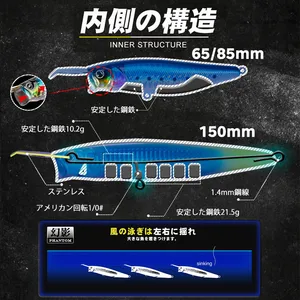 D1 Riser Umpan Popper Umpan Pancing 65mm 85mm 150mm Umpan Tenggelam Bibir Logam Alat Pancing Laut Aksi Percikan Umpan Palsu Keras DT5004 8 mbbr penjualan terbaik - №