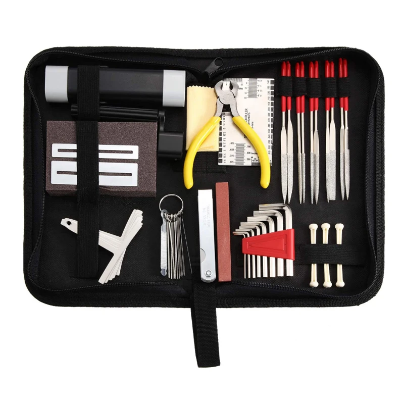 42Pcs Guitar Repair Kit Maintenance Tool Carry Bag Tring Organizer String Action Ruler Gauge Measuring Ukulele Bass Mandolin