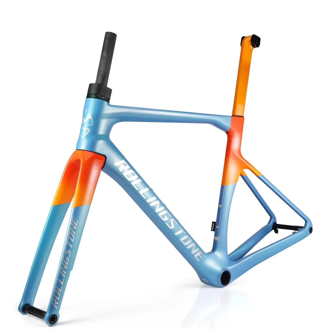 Rolling Stone Hider Carbon Disc Brake Road Frame Set, with Aero Integrated Handle Bar, 46 cm, 49 cm, 52 cm, 55cm