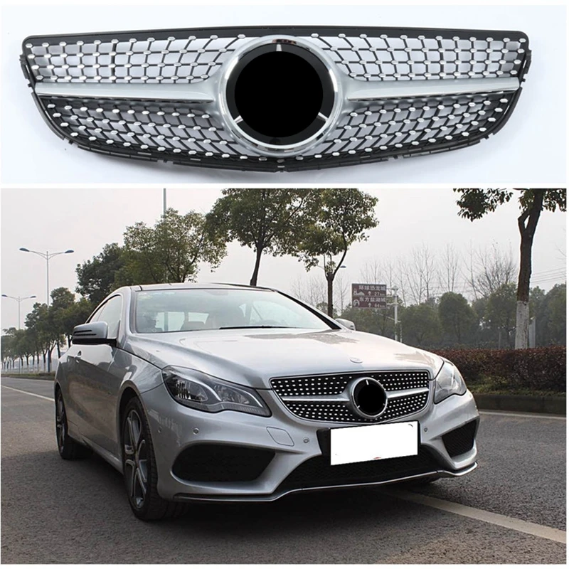 

W212 Facelifted Diamond Front Racing Grill Grille for Mercedes-Benz W212 E-class C207 Coup E180 E300 Black/Silver 2013 2014 2015