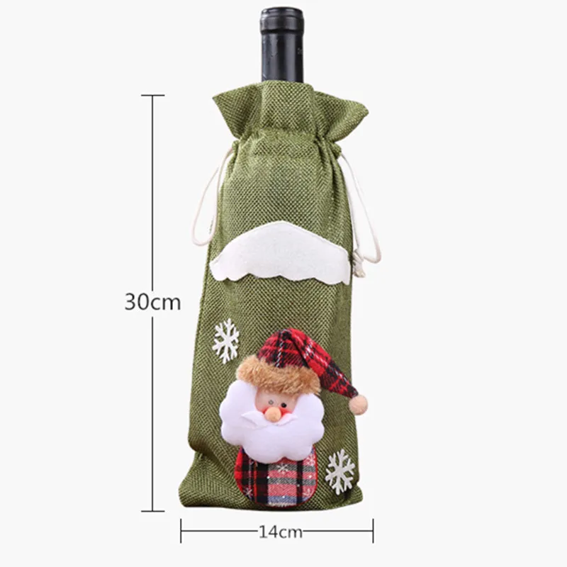 12 Pieces Wine Bottle Cover Chirstmas Decorative Bottle Bag Santa Claus Christmas Packaging New Year Table Decor Bottle Holder