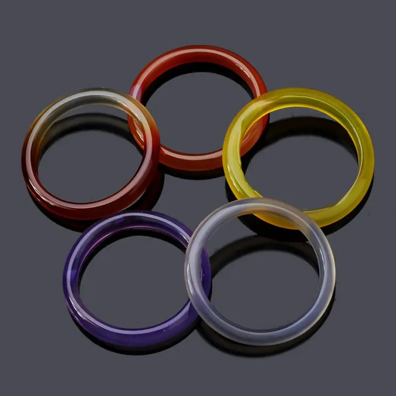 10Pcs Mixed Transparent Colored Glass Rings For Women Fashion Natural Stone Thin Round Finger Rings Wedding Party Jewelry Gifts