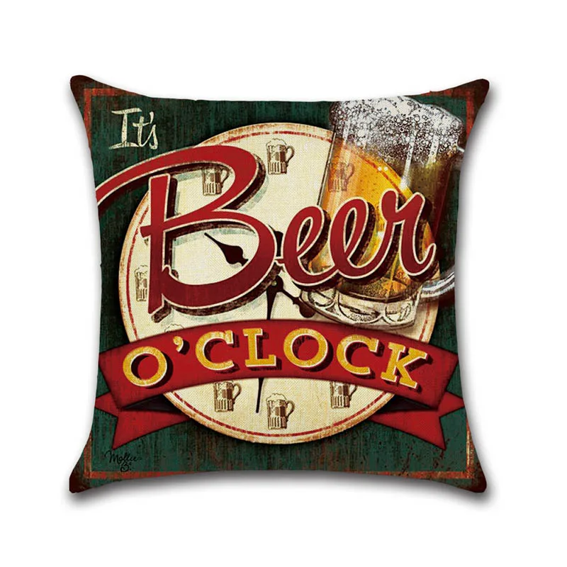 Beer Wine Retro Style Cushion Cover Home Textiles Decorative Throw Pillow Case Party Bar Sofa Seat Cushion Cover Pillowcase