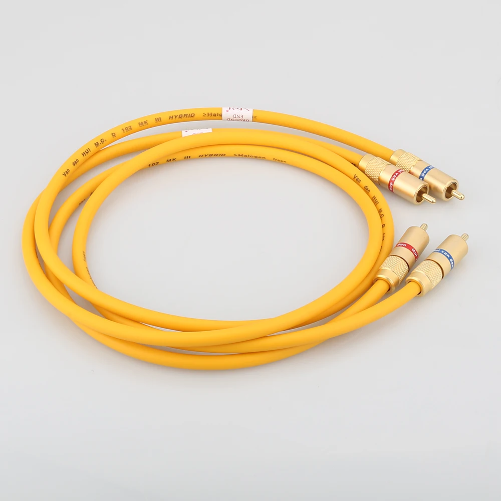 Pair Van Den Hul M.C D-102 MK III HYBRID (Halogen F) hifi Audio Cable with Gold plated RCA jack RCA to RCA VDH extension cable