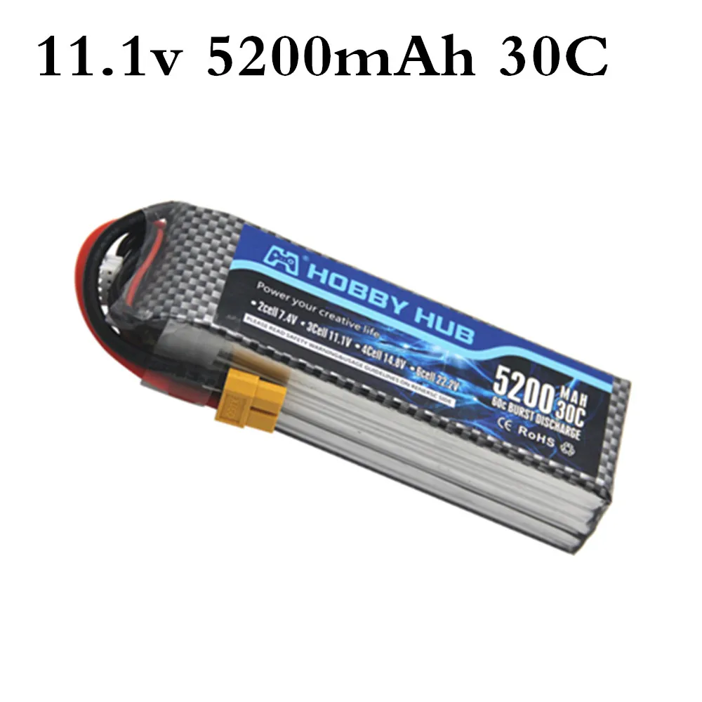 Batería Lipo 3S para control remoto, 11,1 V, 2800mAh, 3000mAh, 5200mAh, 30C, para juguetes de aviones, helicópteros, coches, barcos