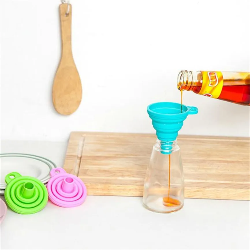 

New Quality Silicone Gel Practical Collapsible Foldable Funnel Hopper Kitchen Tool Gadget Dropshipping Kitchen accessories