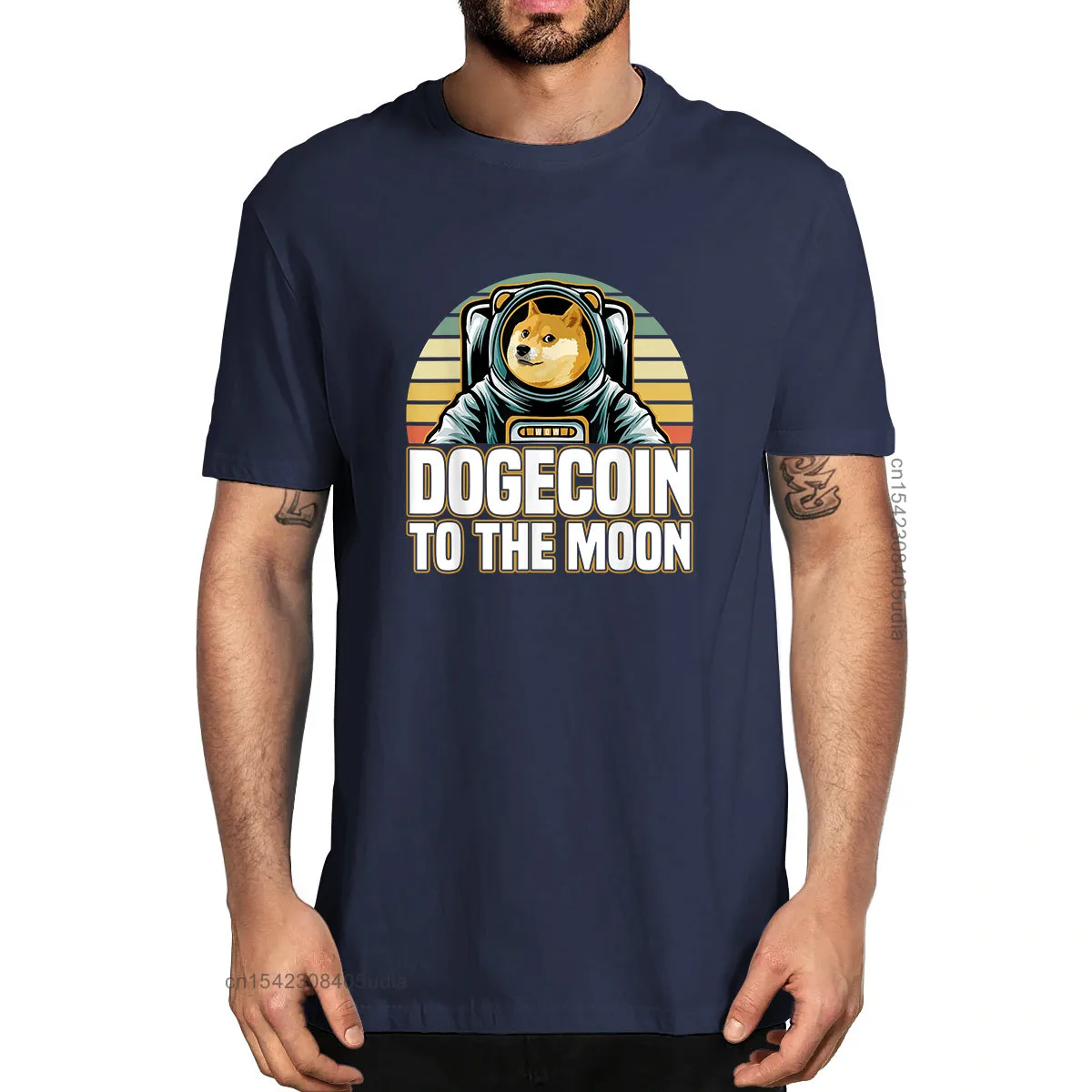 Dogecoin Sur La Lune Crypto Mème Drôle homme 100% Coton T-Shirts De Concepteur Unisexe L'humour Streetwear Drôle Femmes Top Tee