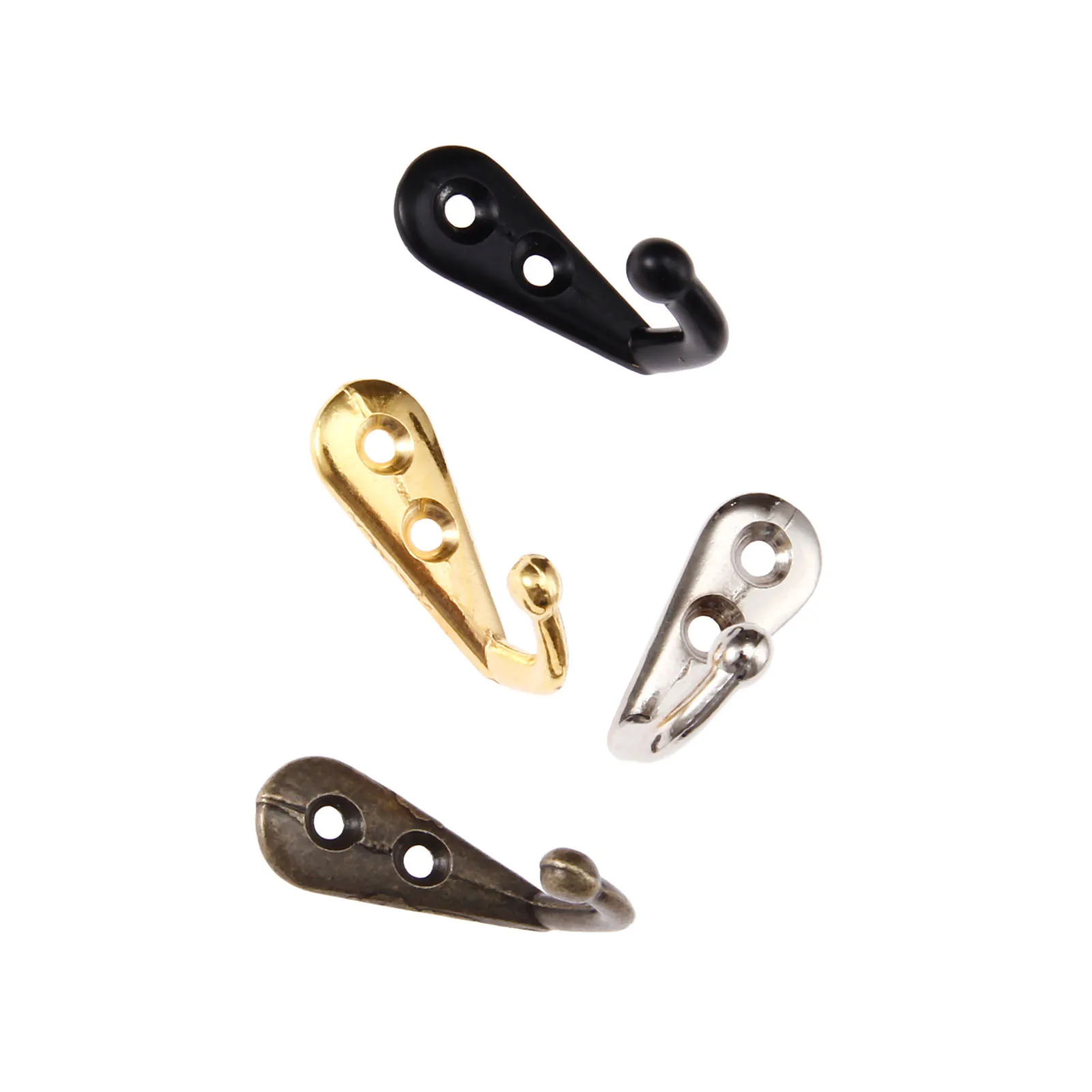 5sets Hooks Wall Mounted Hanger w/screws Black/Gold/Silver/Antique bronze Coat/Key/Bag/Towel/Hat Holder Decor Bathroom Kitchen