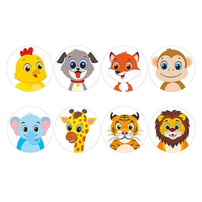 500-1000pcs Cartoon Zoo Farmer Animals Reward Stickers Motivational Sticker Roll Kids School Students Teachers Stickers Labels