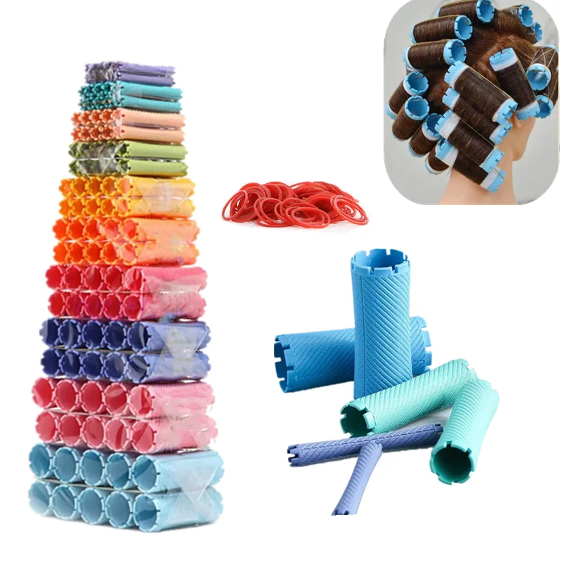 100Pcs Hair Perm Rods Set  Plastic Cold Wave Rods Perming Rods Curlers Hairdressing Styling Tool (10 Size, Mixed Color)